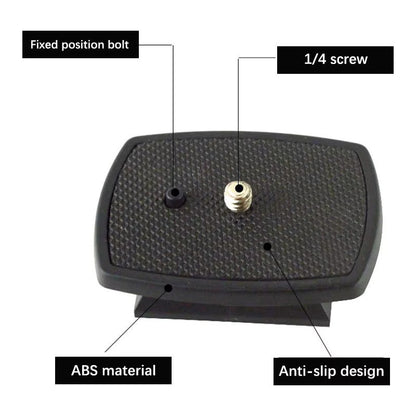 PLACA LIBERACIÓN RÁPIDA TRÍPODE ZAPATA 4.3X4.3CMS 1/4 ROSCA NEGRO