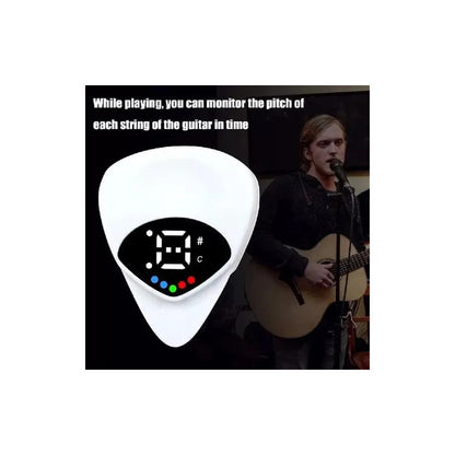 2 EN 1 PICK PÚA AFINADOR ELECTRÓNICO GUITARRA BAJO UKELELE BLANCO MEDIANO
