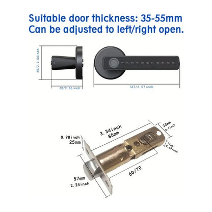 CERRADURA PUERTA SMART HUELLA BLUETOOTH APP PANTALLA TACTIL NEGRO