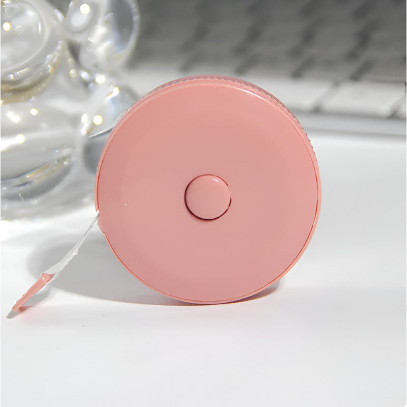 CINTA MÉTRICA CORPORAL RETRÁCTIL ROSA PORTABLE BOLSO CARTERA