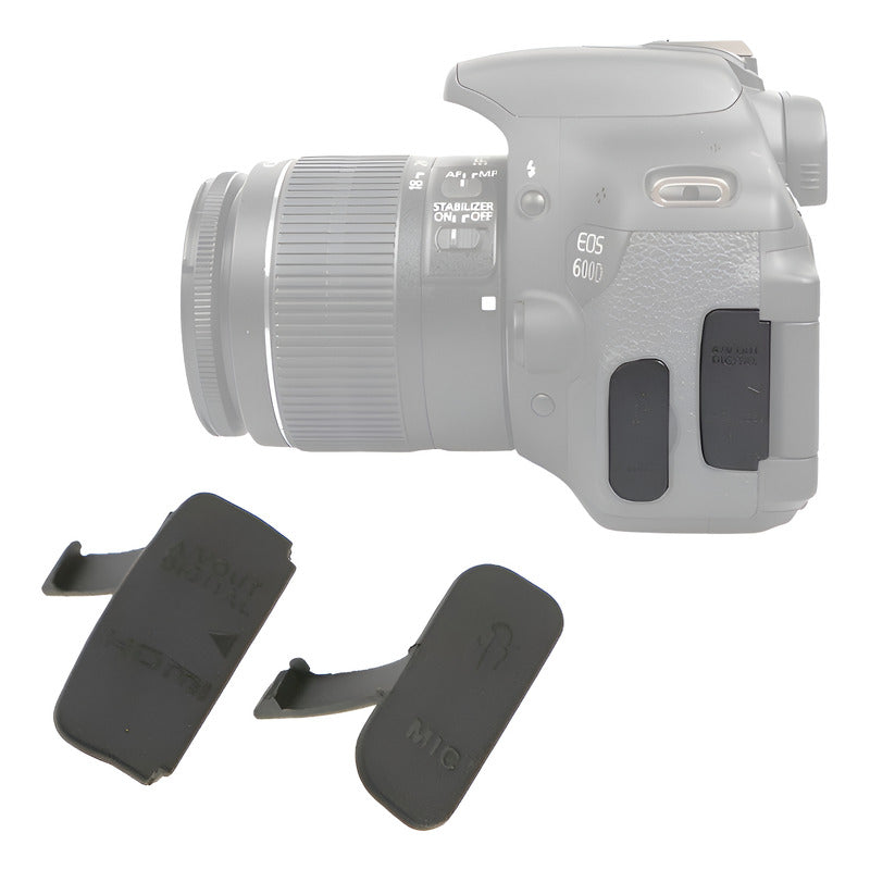 TAPA COBERTOR GOMA CAUCHO GUARDAPOLVO CONEXIONES CANON 600D NEGRO