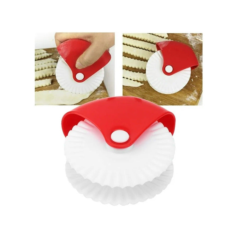 RUEDA CORTADORA MASA PASTELES PIZZA COCINA PANADERÍA ROJO Y BLANCO