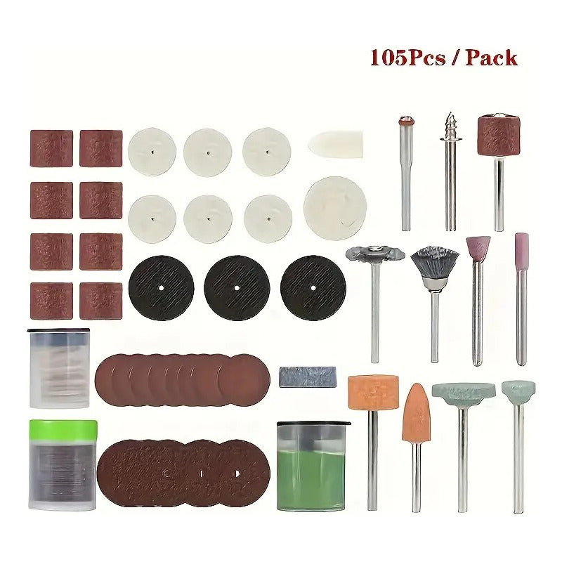 KIT 105 PCS CABEZALES PULIDO AMOLADORA MOTOTOOL MARQUETERÍA 12V 50 50 W