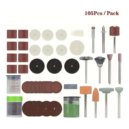 KIT 105 PCS CABEZALES PULIDO AMOLADORA MOTOTOOL MARQUETERÍA 12V 50 50 W