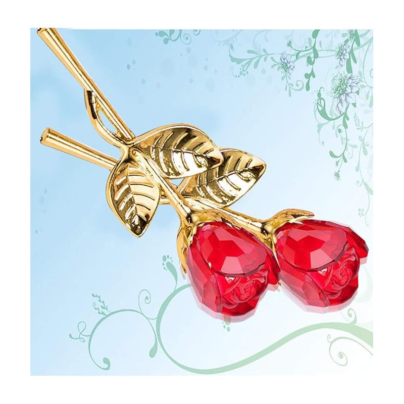 ROSA CRISTAL MINI JOYA 9CM REGALO AMOR AMISTAD BODA VALENTIN ROJO