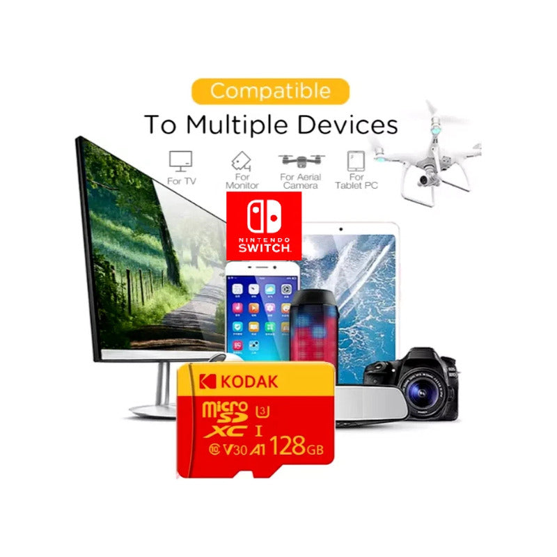 TARJETA MICRO KODAK SD 128GB ADAPTDOR SD A1 V30 XC C10 I3 4K