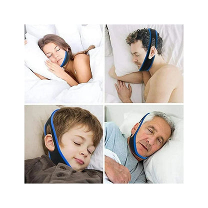 BANDA ANTI RONQUIDO APNEA DEL SUEÑO BARBILLA UNISEX DORMIR AZUL 65MM LARGO