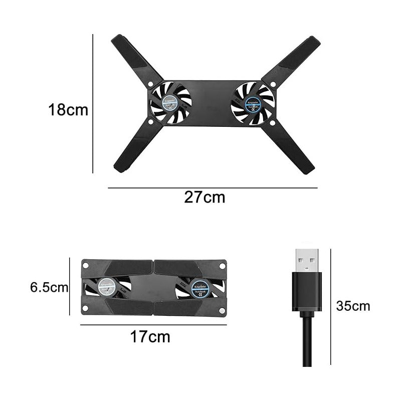 VENTILADOR DOBLE COOLER PLEGABLE PORTATIL USB NEGRO NA