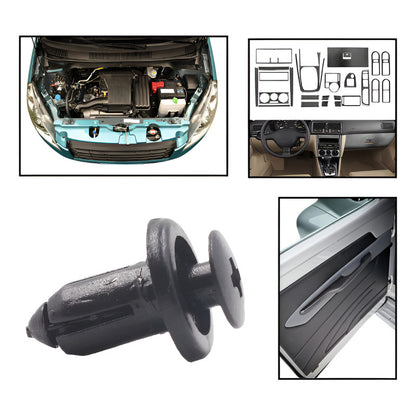 10X PIN PLÁSTICO CLIP AJUSTE AUTO RETENEDOR REMACHE MOTOR NEGRO