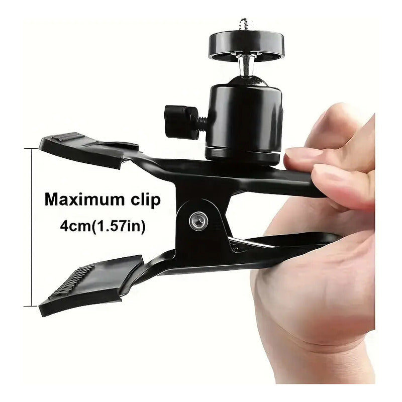 SOPORTE CLAMP CÁMARA ILUMINACIÓN FOTOGRAFÍA TORNILLO 3/4 360 NEGRO