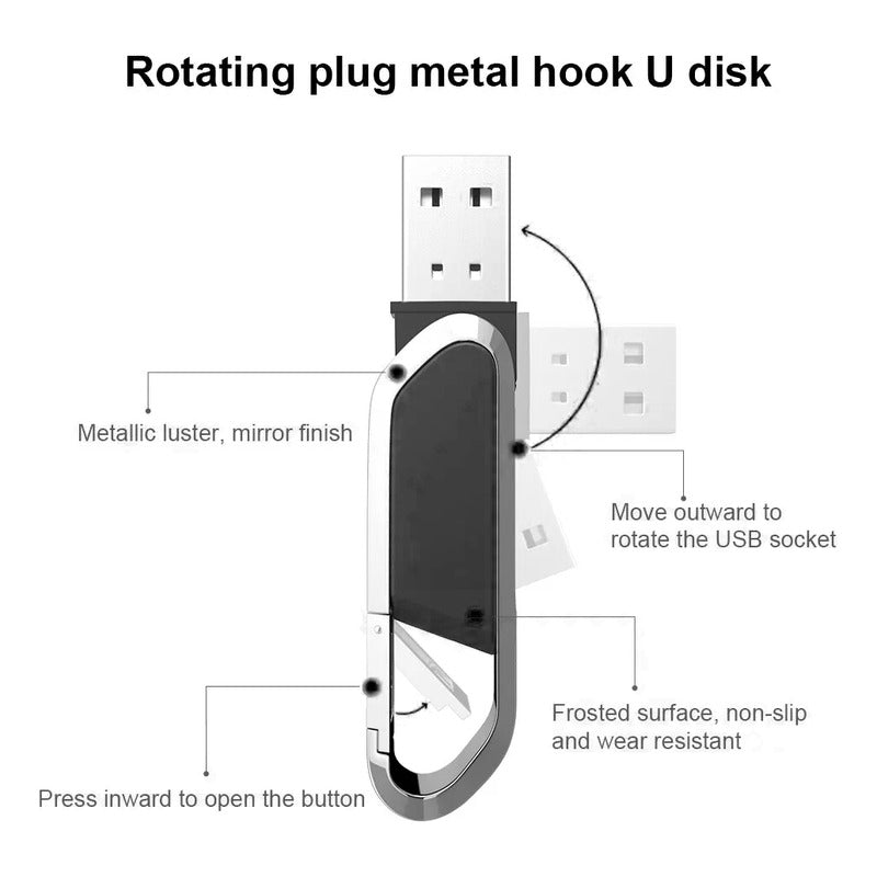 MEMORIA FLASH USB METAL 64GB CLIP ARNES LLAVERO NEGRO NEGRO MINI METAL