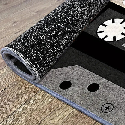 TAPETE HOGAR COCINA ENTRADA CASA DISEÑO CASSETTE SONG 40X60 60 CM 40 CM CASSETTE NEGRO