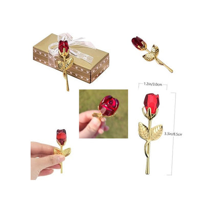 ROSA CRISTAL MINI JOYA 9CM REGALO AMOR AMISTAD BODA VALENTIN ROJO