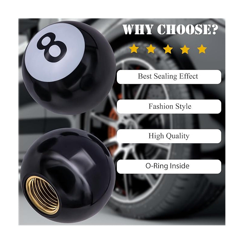 JUEGO TAPA VÁLVULA AIRE LLANTA CARRO MOTO BICI BOLA 8 BILLAR