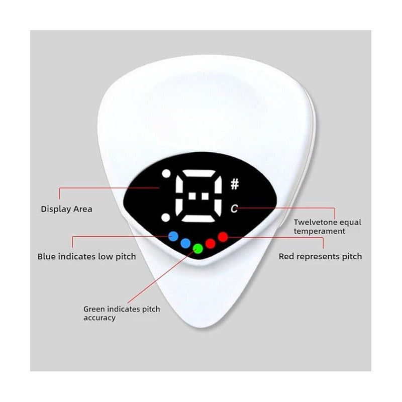 2 EN 1 PICK PÚA AFINADOR ELECTRÓNICO GUITARRA BAJO UKELELE BLANCO MEDIANO