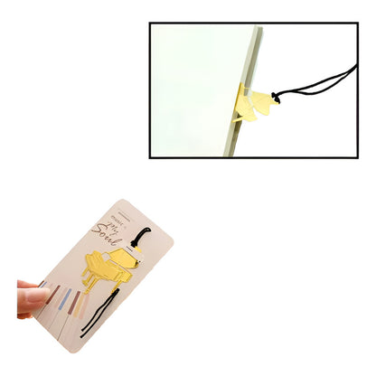 MARCA PÁGINAS PIANO MÚSICA LIBRO REVISTA AGENDA NOTAS PAPEL DORADO PIANO