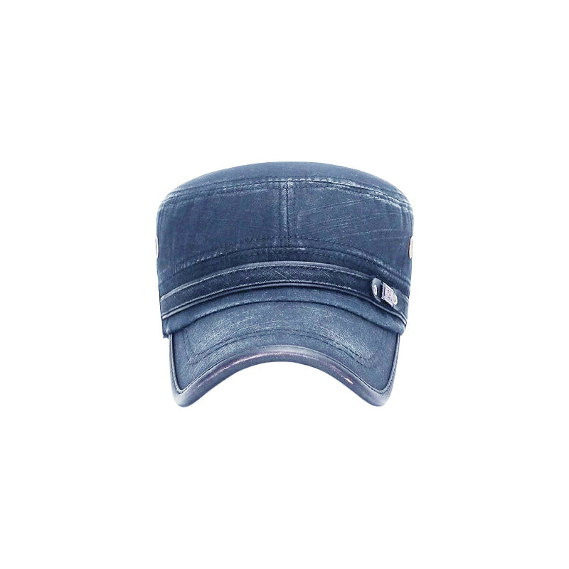 GORRA PLANA TIPO MILITAR AZUL ACERO / JEAN AJUSTABLE FASHION AZUL ACERO AJUSTABLE