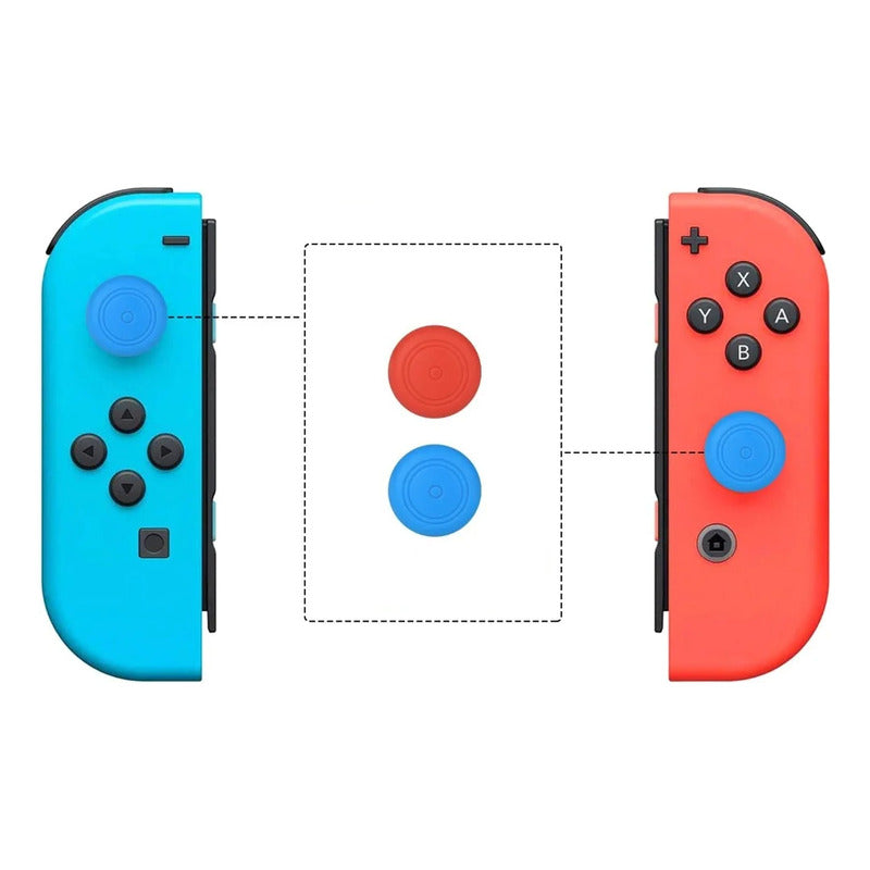 2X PROTECTOR SILICONA JOYSTICK MANDO CONTROL J-CON AZUL ROJO AZUL/ROJO