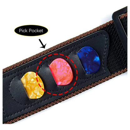 KIT SET CORREA GUITARRA 4 PUAS PICKS NEGRO NEGRO KIT 7 UNIDADES