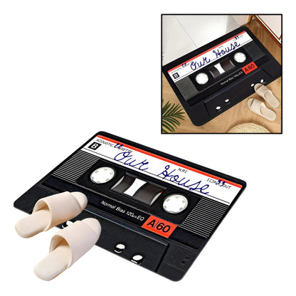 TAPETE HOGAR COCINA ENTRADA CASA DISEÑO CASSETTE MUSIC 40X60 60 CM 40 CM CASSETTE NEGRO