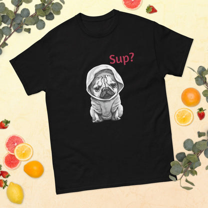 CAMISETA UNISEX NEGRA PUG SUP? IMPORTADA NEGRO PUG HODDIE - SUP L LISA