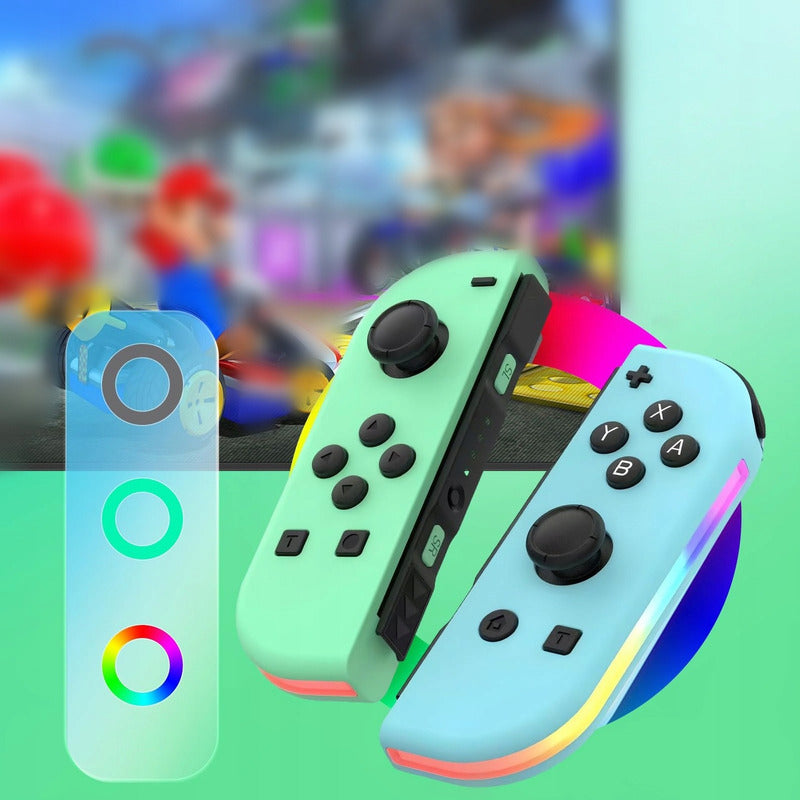 CONTROL MANDO INALÁMBRICO PARA NINTENDO SWITCH JOY-CON VERDE / AZUL PASTEL | LED