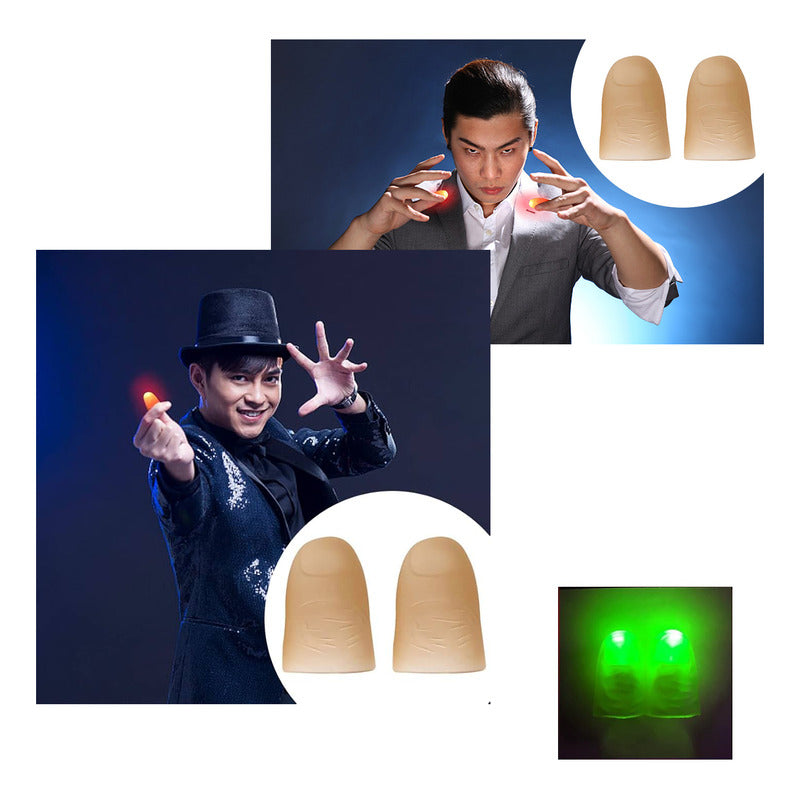 2X DEDOS LUZ LED VERDE MAGIA ILUSIONISMO DISFRAZ FIESTAS