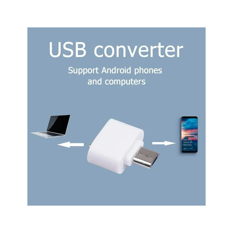 ADAPTADOR CONVERTIDOR USB HEMBRA A MICRO USB MACHO OTG 3.0 BLANCO
