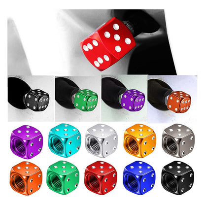 JUEGO TAPA VÁLVULA AIRE NEUMÁTICO LLANTA DADOS ALUMINIO