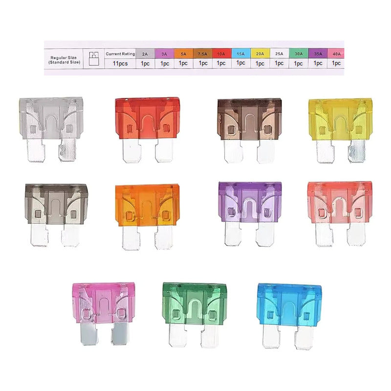 JUEGO 11 FUSIBLES STANDAR CARRO ATO/ATC DE 2A - 40A SET KIT