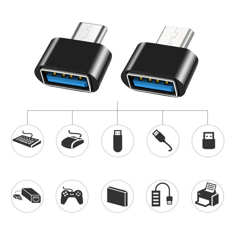 ADAPTADOR CONVERTIDOR USB HEMBRA TIPO C MACHO OTG 3.0 NEGRO NEGRO