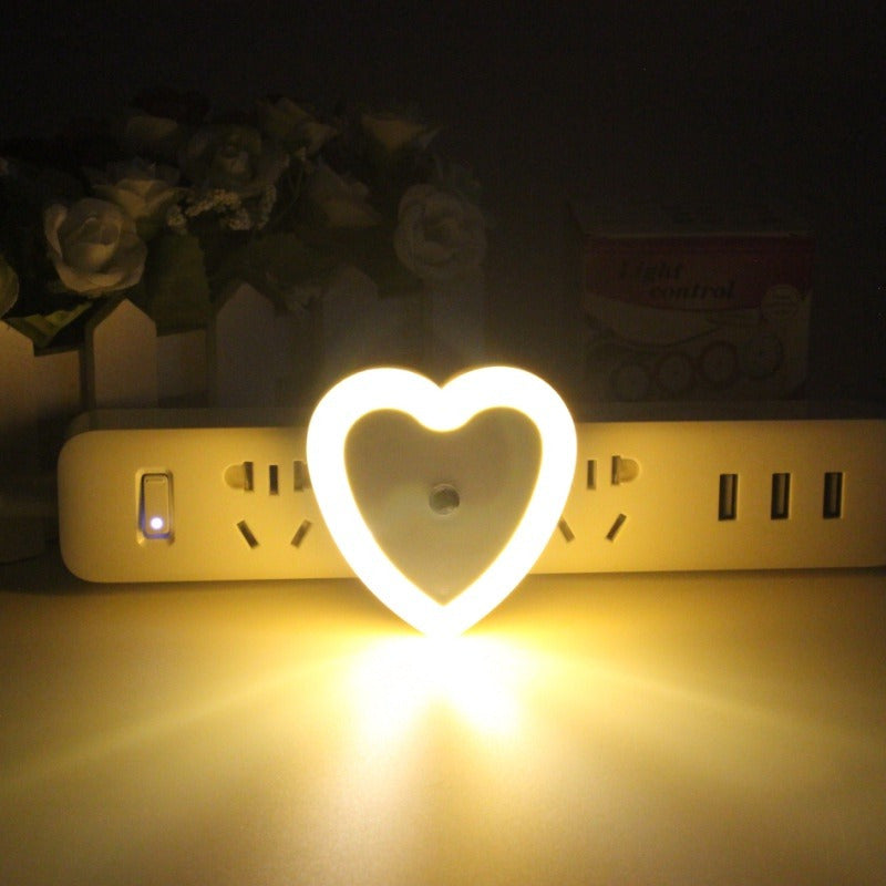 LUZ LED NOCTURNA CORAZÓN NIÑOS SENSOR CONTROL PARED ALCOBA 110V BLANCO Y NARANJA