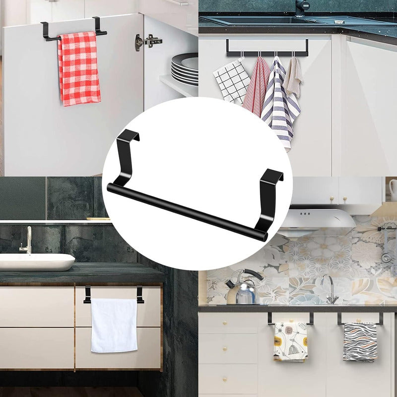 SOPORTE ACERO INOXIDABLE ORGANIZADOR TOALLAS GABINETE PUERTA NEGRO