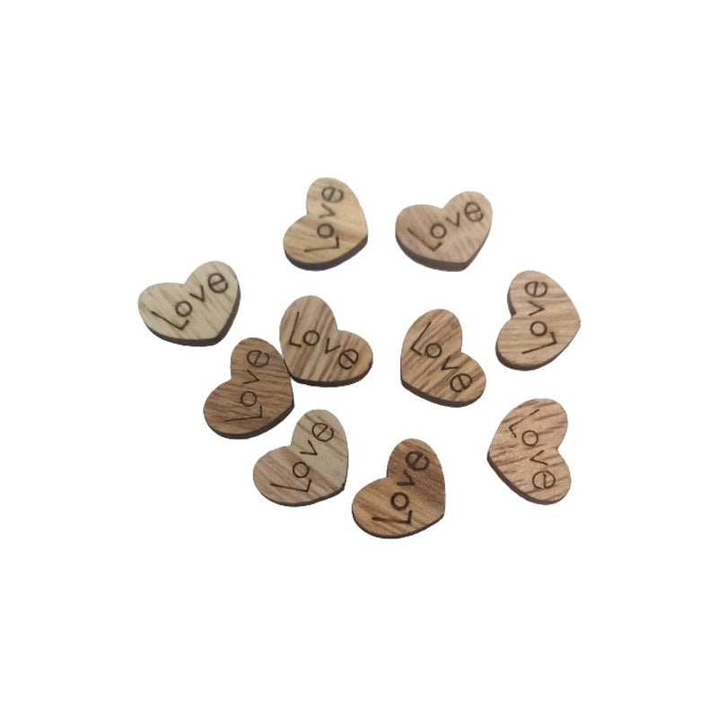 10X CORAZONES MADERA LOVE MANUALIDADES REGALOS ADORNOS CUTE CHOCOLATE 1 CM 4 CM