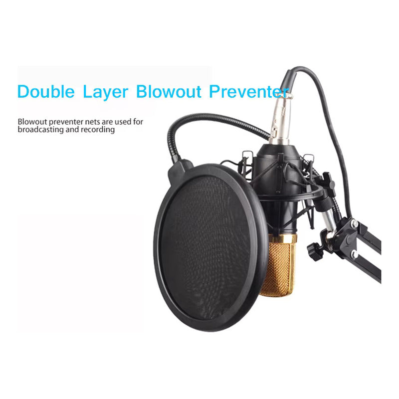 FILTRO PANTALLA ANTI-POP 15CMS SONIDO GRABACIÓN MIC PODCAST NEGRO