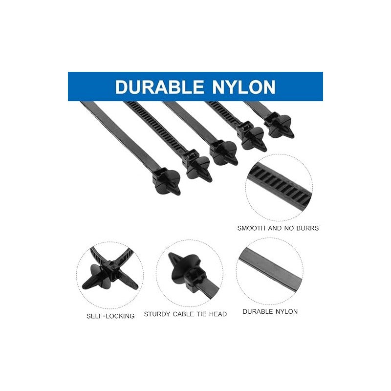 5X PIN CLIP PLÁSTICO REMACHE ABRAZADERA AJUSTE CARRO CABLES NEGRO