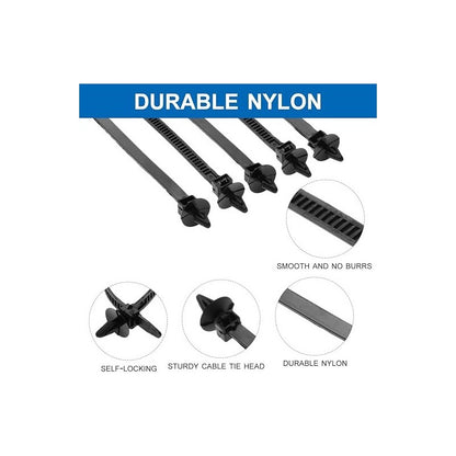 5X PIN CLIP PLÁSTICO REMACHE ABRAZADERA AJUSTE CARRO CABLES NEGRO