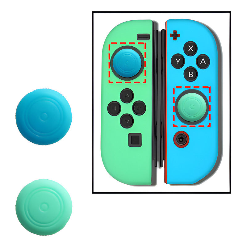 2X PROTECTOR SILICONA JOYSTICK MANDO CONTROL J-CON AZUL ROJO AZUL / VERDE PASTEL