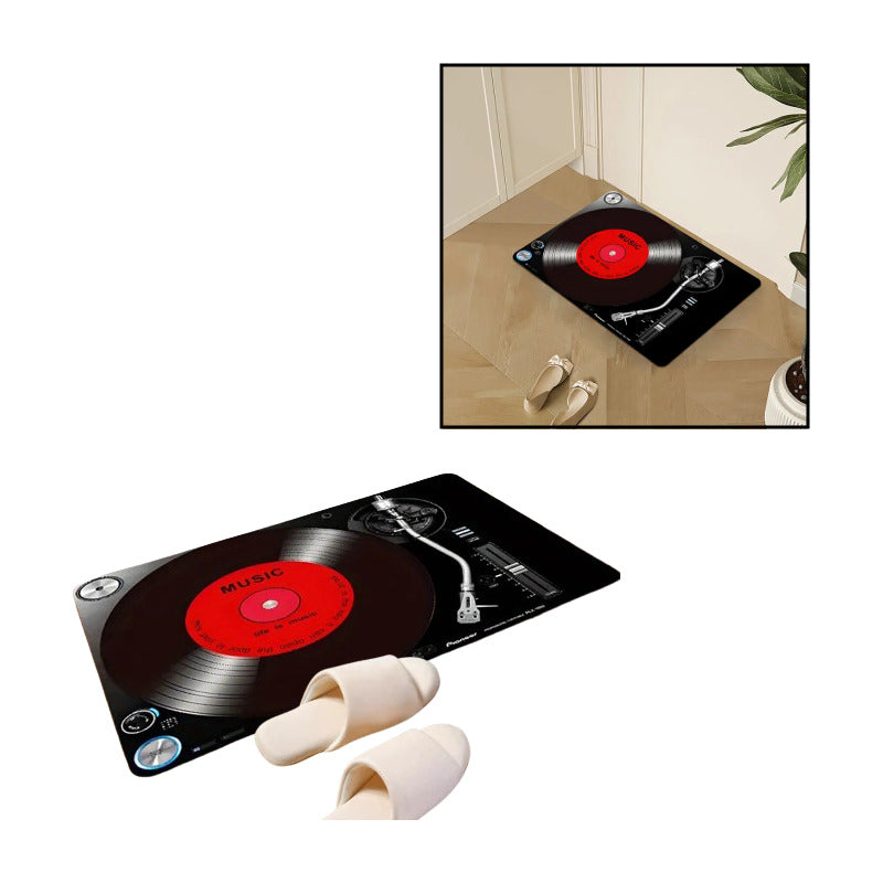 TAPETE ENTRADA TOCADISCOS CASA BAÑO COCINA ALCOBA ADORNO 60 CM 40 CM TOCADISCOS NEGRO/ROJO