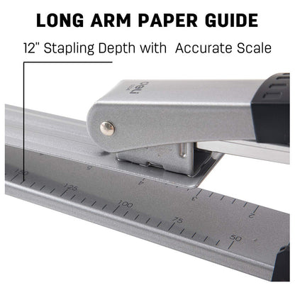 GRAPADORA BRAZO LARGO 12 PULGADAS DOCUMENTOS LIBROS REVISTAS GRIS OSCURO
