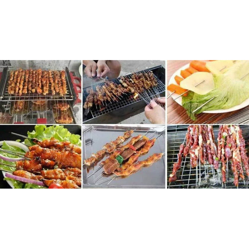 5X PINCHOS BROCHETAS BBQ ASADO ACERO INOXIDABLE CARNE