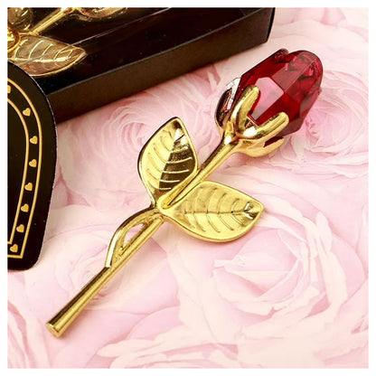 ROSA CRISTAL MINI JOYA 9CM REGALO AMOR AMISTAD BODA VALENTIN ROJO