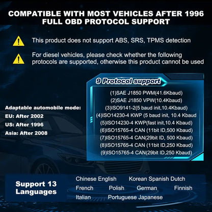 ESCÁNER OBD2 AUTO VEHÍCULO LECTOR CÓDIGOS MOTOR DIAGNÓSTICO