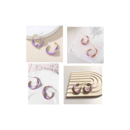 ARETES PENDIENTES TRENZADO MORADO LAVANDA LAVANDA