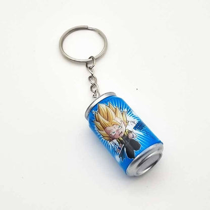 LLAVERO DRAGON BALL Z GOTENKS S SAYAYIN TIPO LATA GASEOSA AZUL ACERO