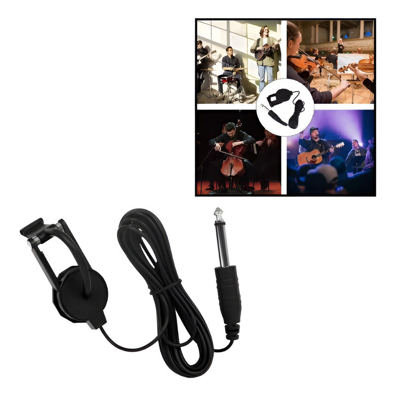 MICRÓFONO CONTACTO CLIP AUDIO GUITARRA ACÚSTICA JACK 1/4 NEGRO