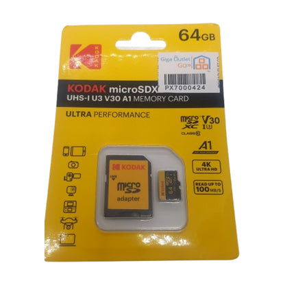 TARJETA MICRO SD 64GB KODAK XC I3 C10 V30 A1 CÁMARA CELULAR