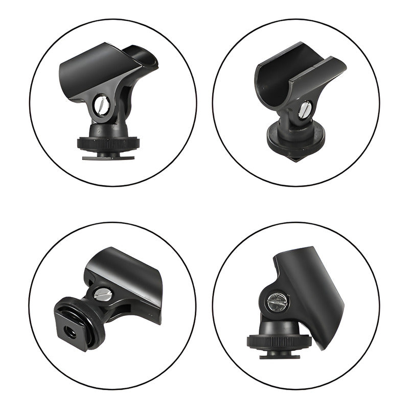 ADAPTADOR CLIP BASE MICRÓFONO ZAPATA CAMARA DSLR NEGRO