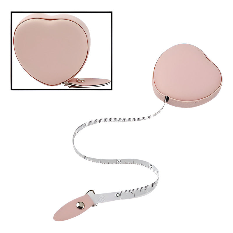 METRO CORPORAL PORTATIL BOLSO CORAZÓN CUERO ROSADO NEGRO