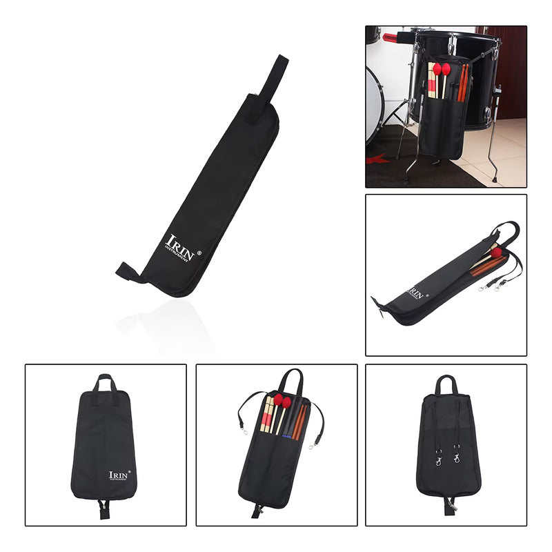 ESTUCHE PORTATIL BAQUETAS PERCUSION MALETA CORREA NEGRO 600D NEGRO